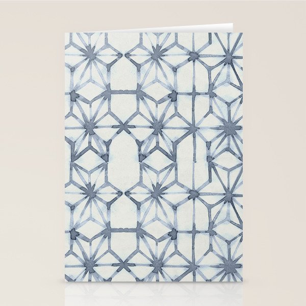 Simply Shibori Stars in Indigo Blue on Lunar Gray Stationery Card Gallery Image 2