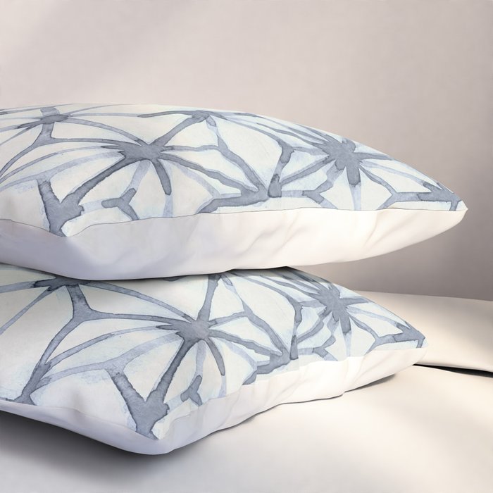 Simply Shibori Stars in Indigo Blue on Lunar Gray Pillow Sham Gallery Image 3