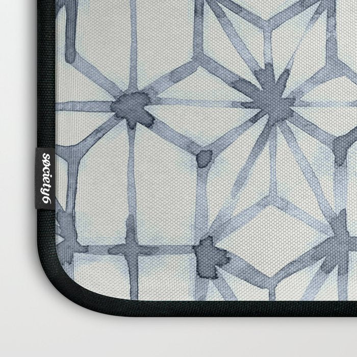 Simply Shibori Stars in Indigo Blue on Lunar Gray Laptop Sleeve Gallery Image 3