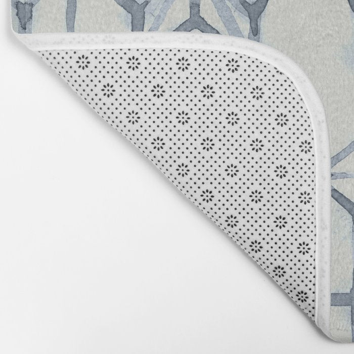 Simply Shibori Stars in Indigo Blue on Lunar Gray Bath Mat Gallery Image 2