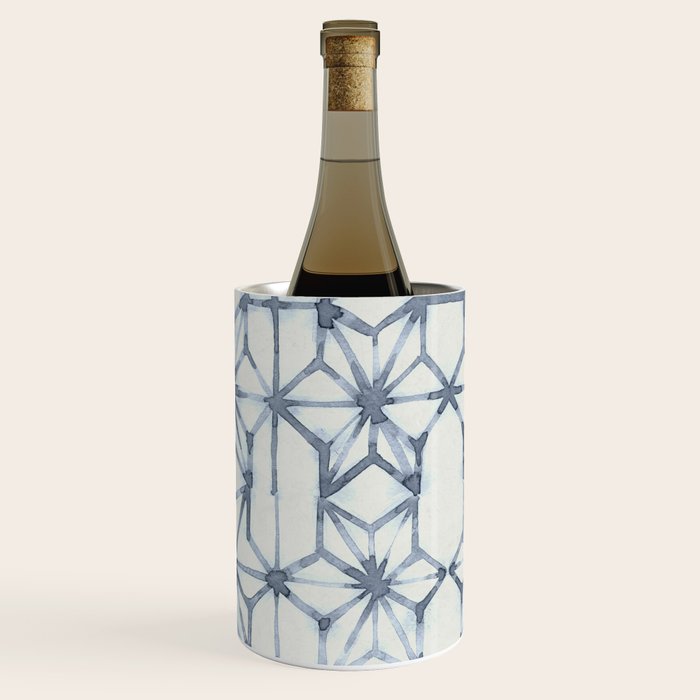 Simply Shibori Stars in Indigo Blue on Lunar Gray Wine Chiller Gallery Image 2
