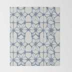 Simply Shibori Stars in Indigo Blue on Lunar Gray Throw Blanket Gallery Image 2