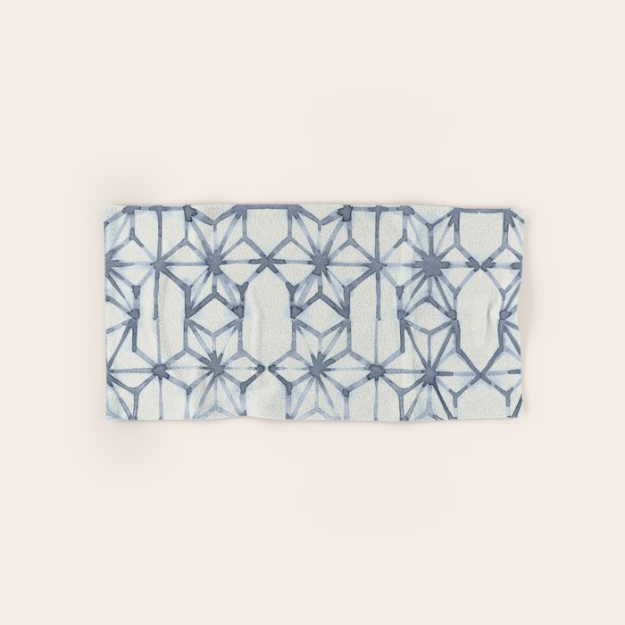 Simply Shibori Stars in Indigo Blue on Lunar Gray Bath Towel Gallery Image 1