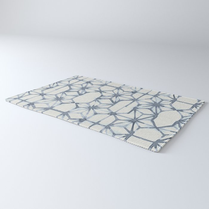 Simply Shibori Stars in Indigo Blue on Lunar Gray Rug Gallery Image 3