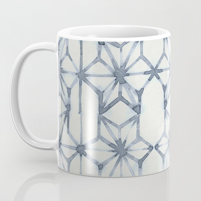 Simply Shibori Stars in Indigo Blue on Lunar Gray Coffee Mug Gallery Image 3