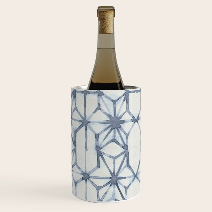 Simply Shibori Stars in Indigo Blue on Lunar Gray Wine Chiller Gallery Image 3