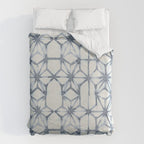 Simply Shibori Stars in Indigo Blue on Lunar Gray Duvet Cover Gallery Image 6
