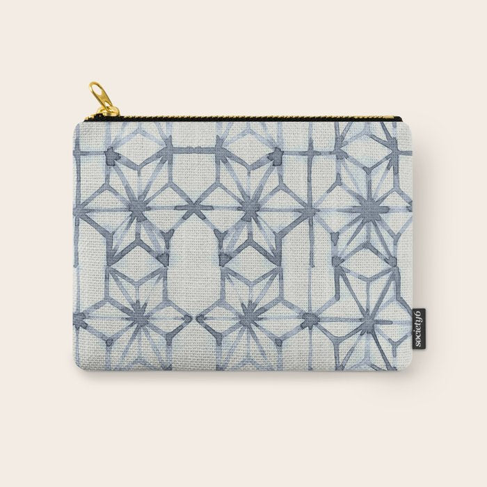 Simply Shibori Stars in Indigo Blue on Lunar Gray Carry All Pouch Gallery Image 1