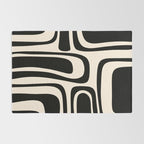 Palm Springs - Midcentury Modern Abstract Pattern in Black and Almond Cream  Rug Gallery Image 2