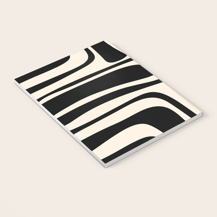 Palm Springs - Midcentury Modern Abstract Pattern in Black and Almond Cream  Notebook Gallery Image 3