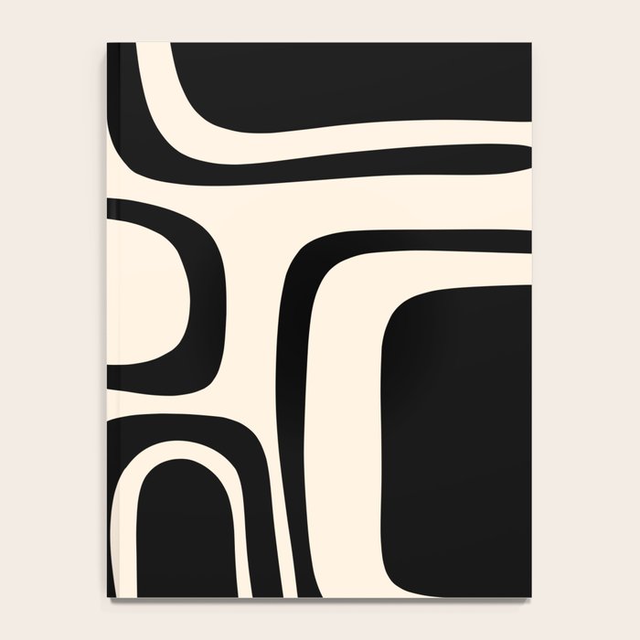 Palm Springs - Midcentury Modern Abstract Pattern in Black and Almond Cream  Notebook Gallery Image 4