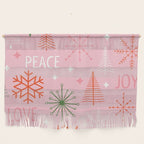 Mid-Century Christmas Peace Love Joy Pattern Pink Wall Hanging Gallery Image 1