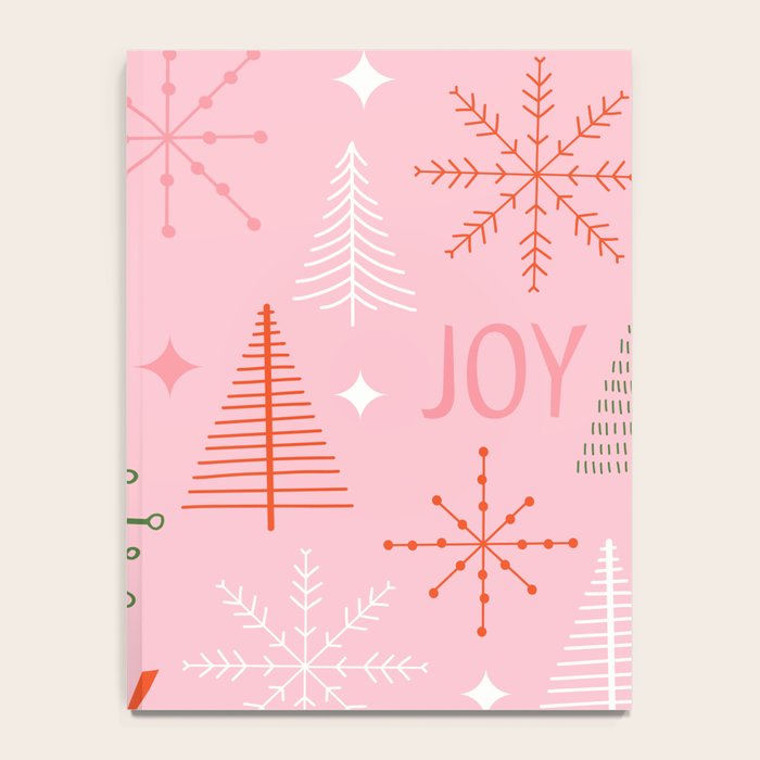 Mid-Century Christmas Peace Love Joy Pattern Pink Notebook Gallery Image 4