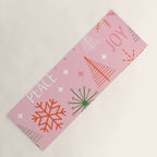 Mid-Century Christmas Peace Love Joy Pattern Pink Yoga Mat Gallery Image 1