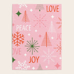 Mid-Century Christmas Peace Love Joy Pattern Pink Poster Gallery Image 4