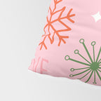 Mid-Century Christmas Peace Love Joy Pattern Pink Pillow Sham Gallery Image 4