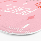 Mid-Century Christmas Peace Love Joy Pattern Pink Bath Mat Gallery Image 3