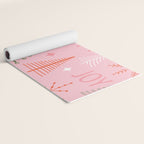 Mid-Century Christmas Peace Love Joy Pattern Pink Yoga Mat Gallery Image 2