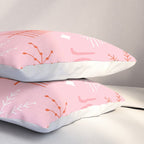 Mid-Century Christmas Peace Love Joy Pattern Pink Pillow Sham Gallery Image 3