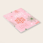 Mid-Century Christmas Peace Love Joy Pattern Pink Notebook Gallery Image 3