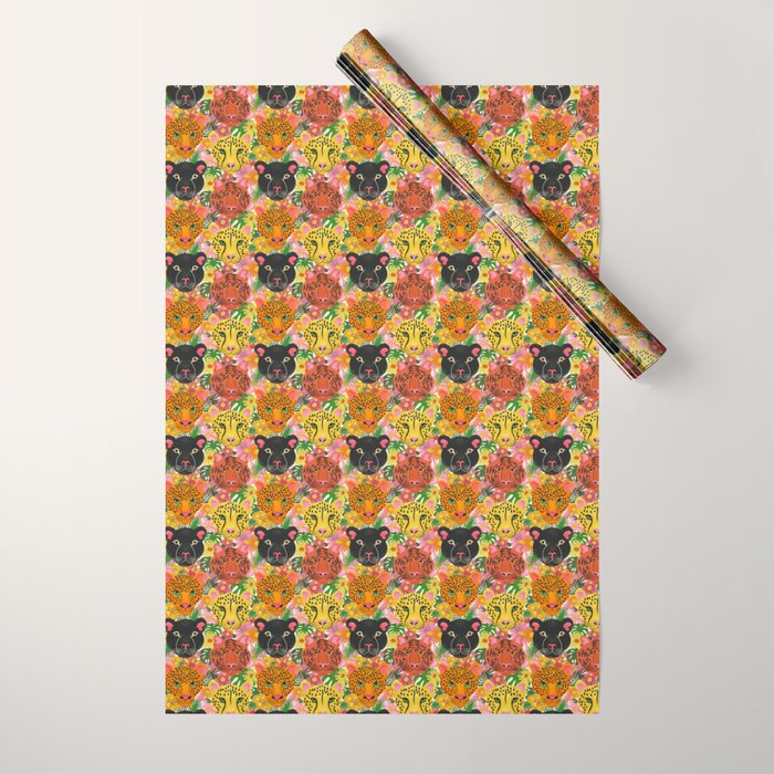 Maximalist Jungle Tiger Cheetah Leopard and Jaguar Wrapping Paper Gallery Image 1