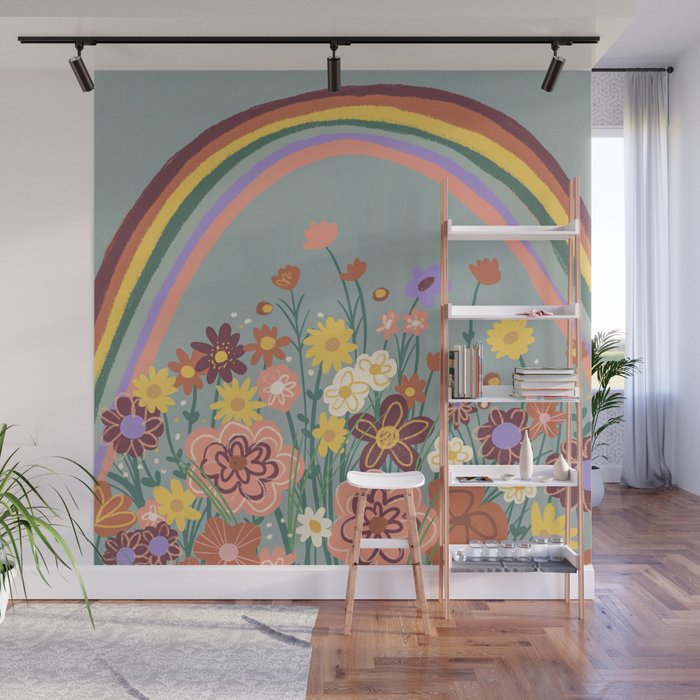 Retro meadow Wall Mural Gallery Image 1