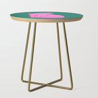 Pink Cat On Green Background Side Table Gallery Image 1