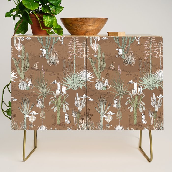 whimsical cactus earthy landscape Credenza Gallery Image 1