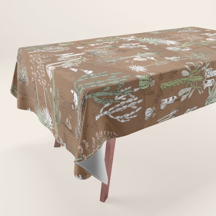 whimsical cactus earthy landscape Tablecloth Gallery Image 1