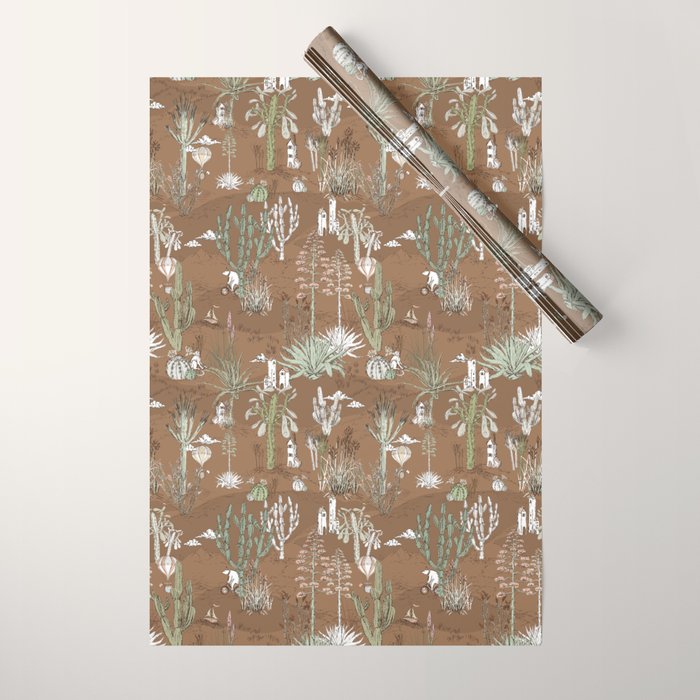 whimsical cactus earthy landscape Wrapping Paper Gallery Image 1