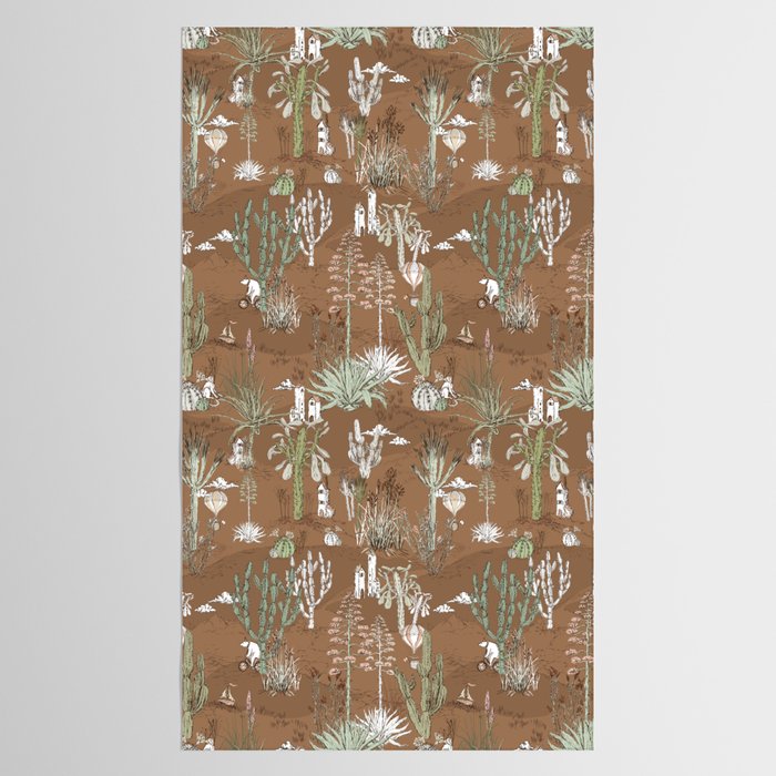 whimsical cactus earthy landscape Tablecloth Gallery Image 2