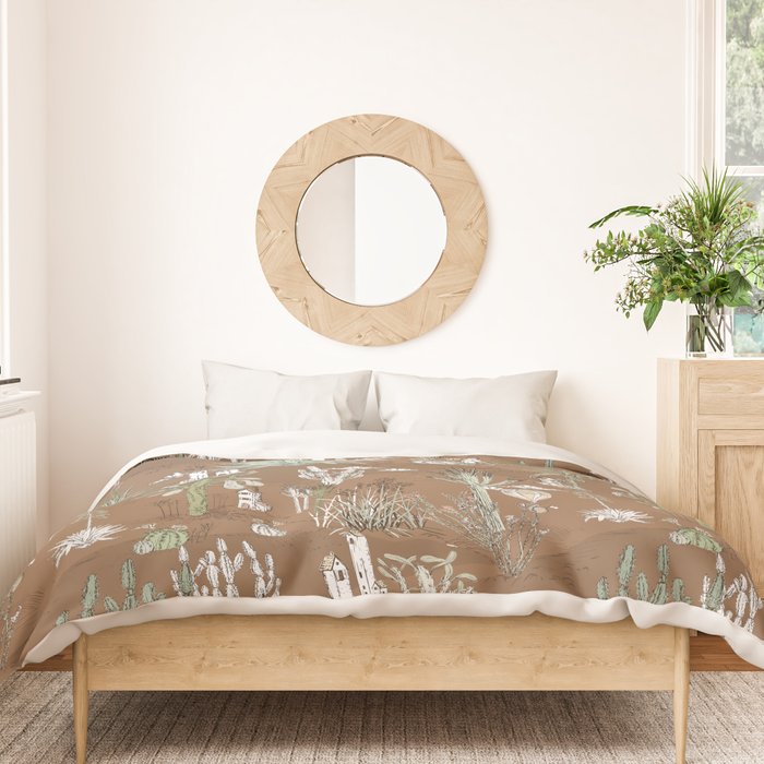 whimsical cactus earthy landscape Duvet Cover Gallery Image 3
