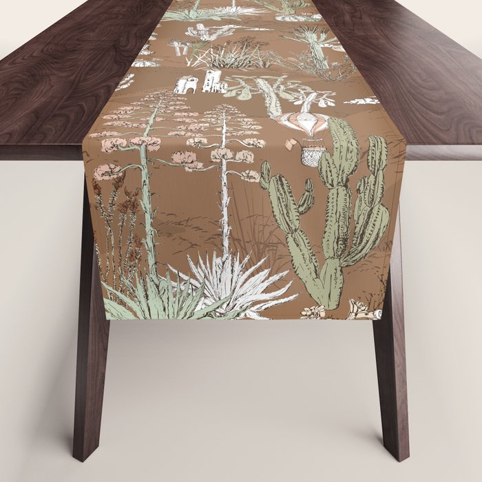 whimsical cactus earthy landscape Table Runner Gallery Image 1