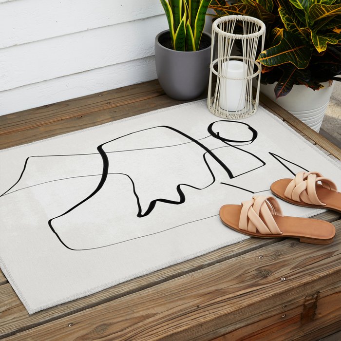 Abstract line art 6 Outdoor Rug Gallery Image 2