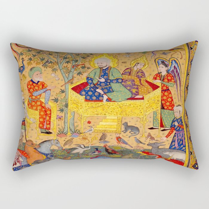  The beasts gathering before Solomon and Bilqis Islamic Antique Art Islamic Antique Art  Rectangular Pillow Gallery Image 1