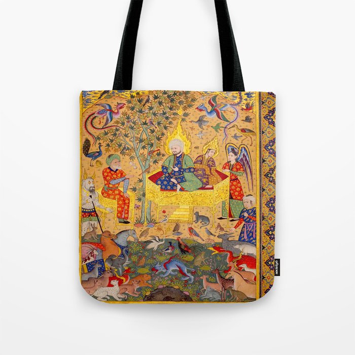  The beasts gathering before Solomon and Bilqis Islamic Antique Art Islamic Antique Art  Tote Bag Gallery Image 1