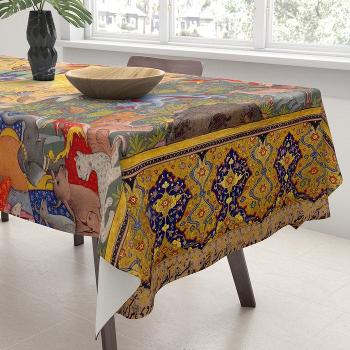  The beasts gathering before Solomon and Bilqis Islamic Antique Art Islamic Antique Art  Tablecloth Gallery Image 3