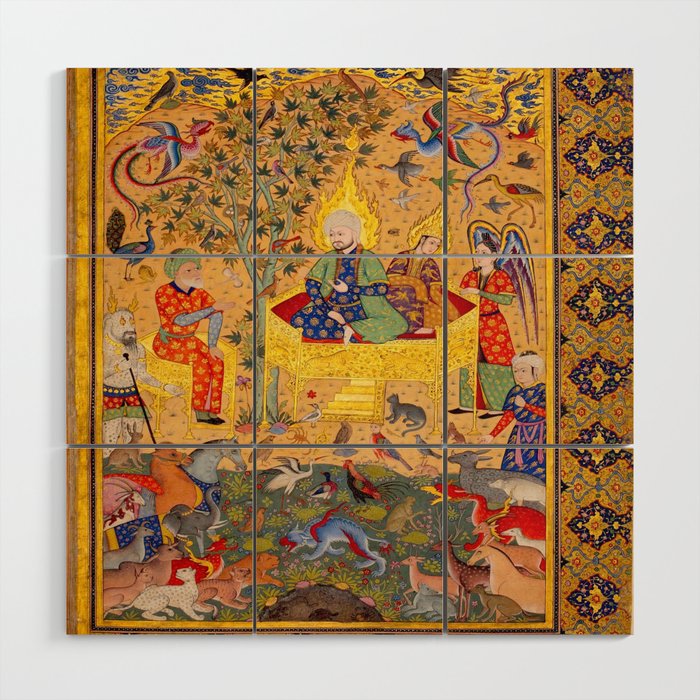  The beasts gathering before Solomon and Bilqis Islamic Antique Art Islamic Antique Art  Wood Wall Art Gallery Image 1