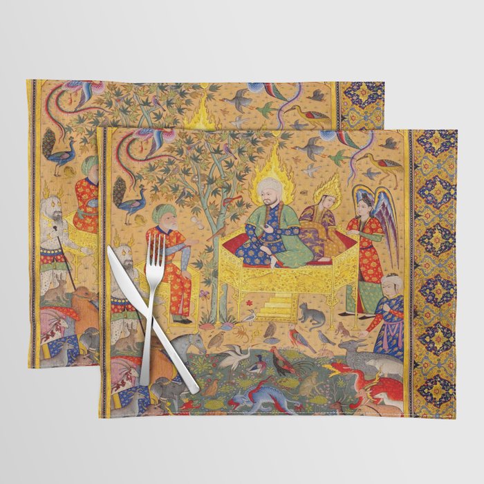  The beasts gathering before Solomon and Bilqis Islamic Antique Art Islamic Antique Art  Placemat Gallery Image 1