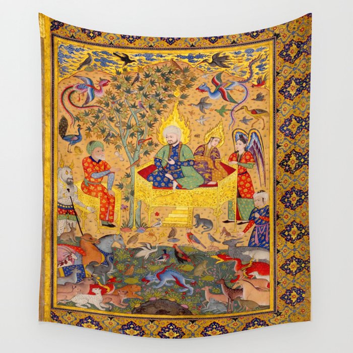  The beasts gathering before Solomon and Bilqis Islamic Antique Art Islamic Antique Art  Wall Tapestry Gallery Image 4