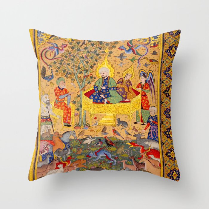  The beasts gathering before Solomon and Bilqis Islamic Antique Art Islamic Antique Art  Throw Pillow Gallery Image 1