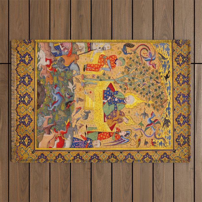  The beasts gathering before Solomon and Bilqis Islamic Antique Art Islamic Antique Art  Outdoor Rug Gallery Image 1