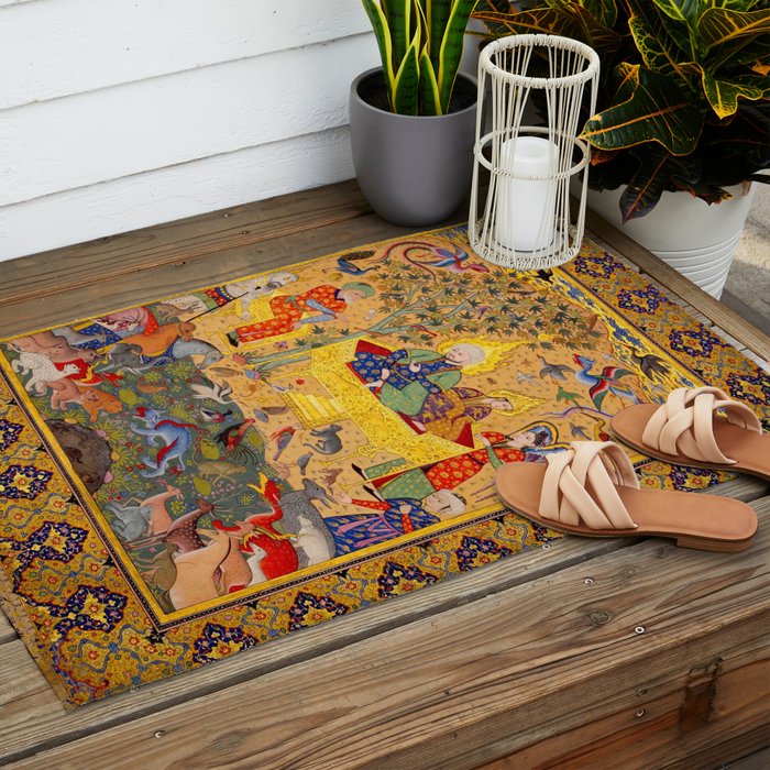  The beasts gathering before Solomon and Bilqis Islamic Antique Art Islamic Antique Art  Outdoor Rug Gallery Image 2