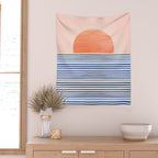 Summer Sunrise Minimal Abstract Landscape Wall Tapestry Gallery Image 2
