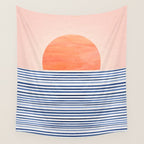 Summer Sunrise Minimal Abstract Landscape Wall Tapestry Gallery Image 4