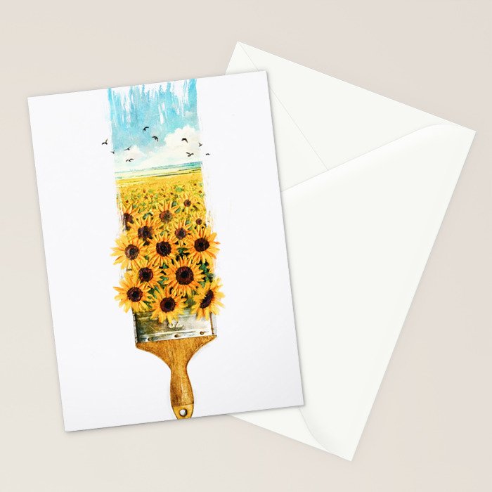 Painting Sunflowers Stationery Card Gallery Image 2
