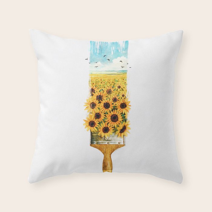 Painting Sunflowers Throw Pillow Gallery Image 6
