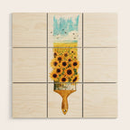 Painting Sunflowers Wood Wall Art Gallery Image 1