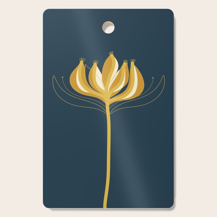  Fleur Exotique - Floral Minimalism in Mustard and Navy  Cutting Board Gallery Image 1