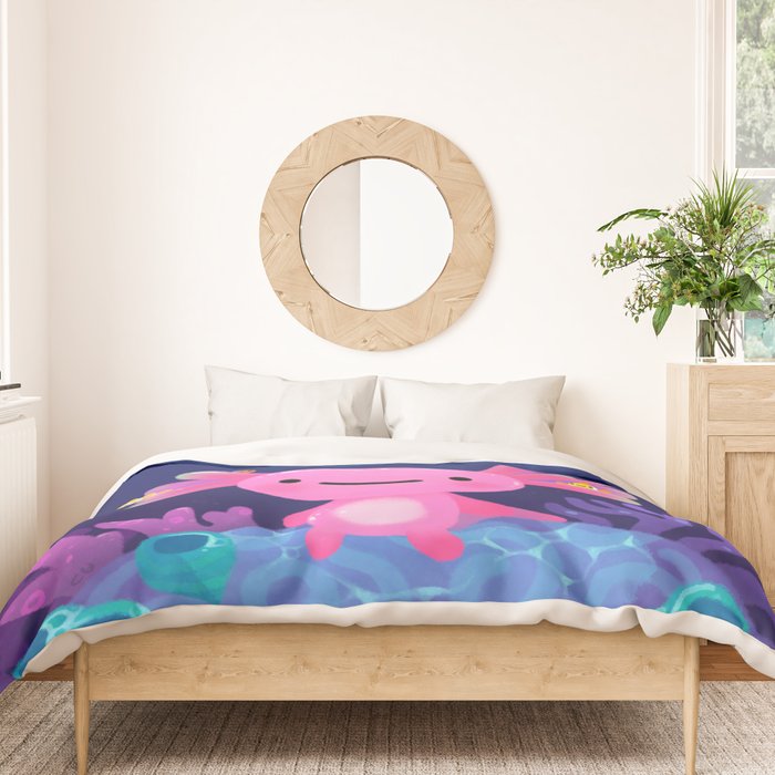 Coral axolotl Duvet Cover Gallery Image 3